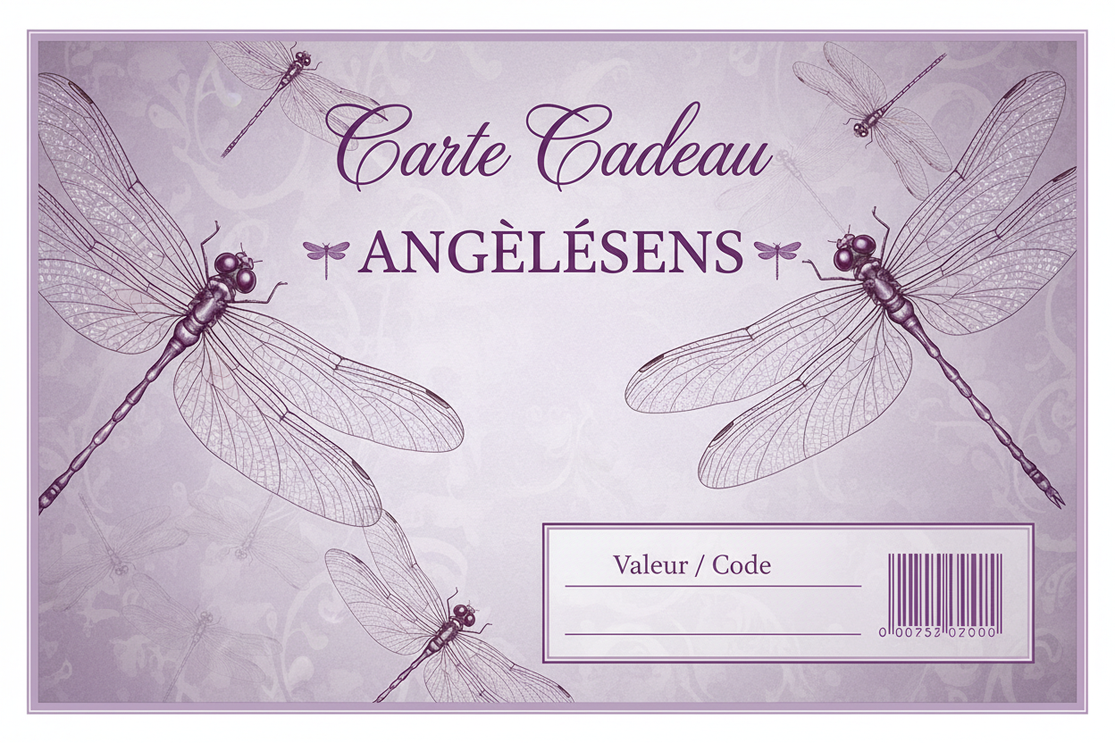 carte cadeau angelesens pourpre claire motif libellule en français boutique
