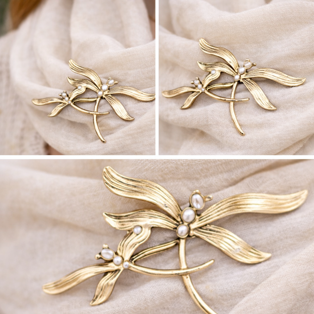 broche femme doré libellule-acier-inoxydable