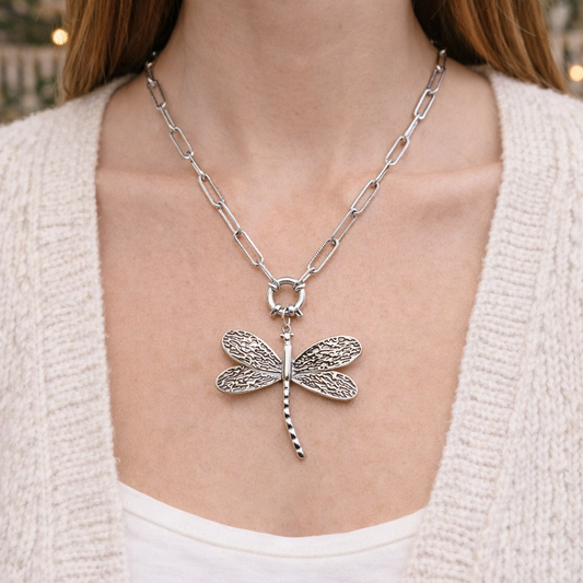 collier femme libellule acier inoxydable